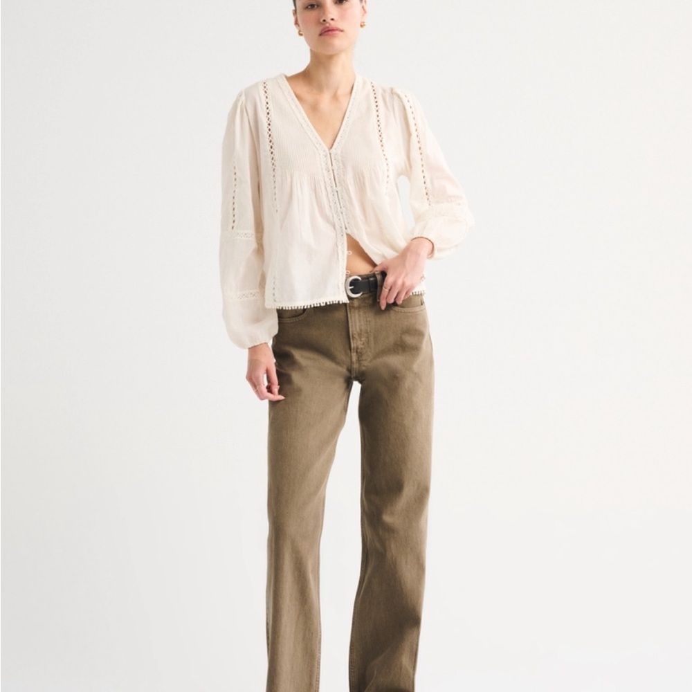 Abercrombie & Fitch 90s Relaxed High Rise Jeans in Olive Brown